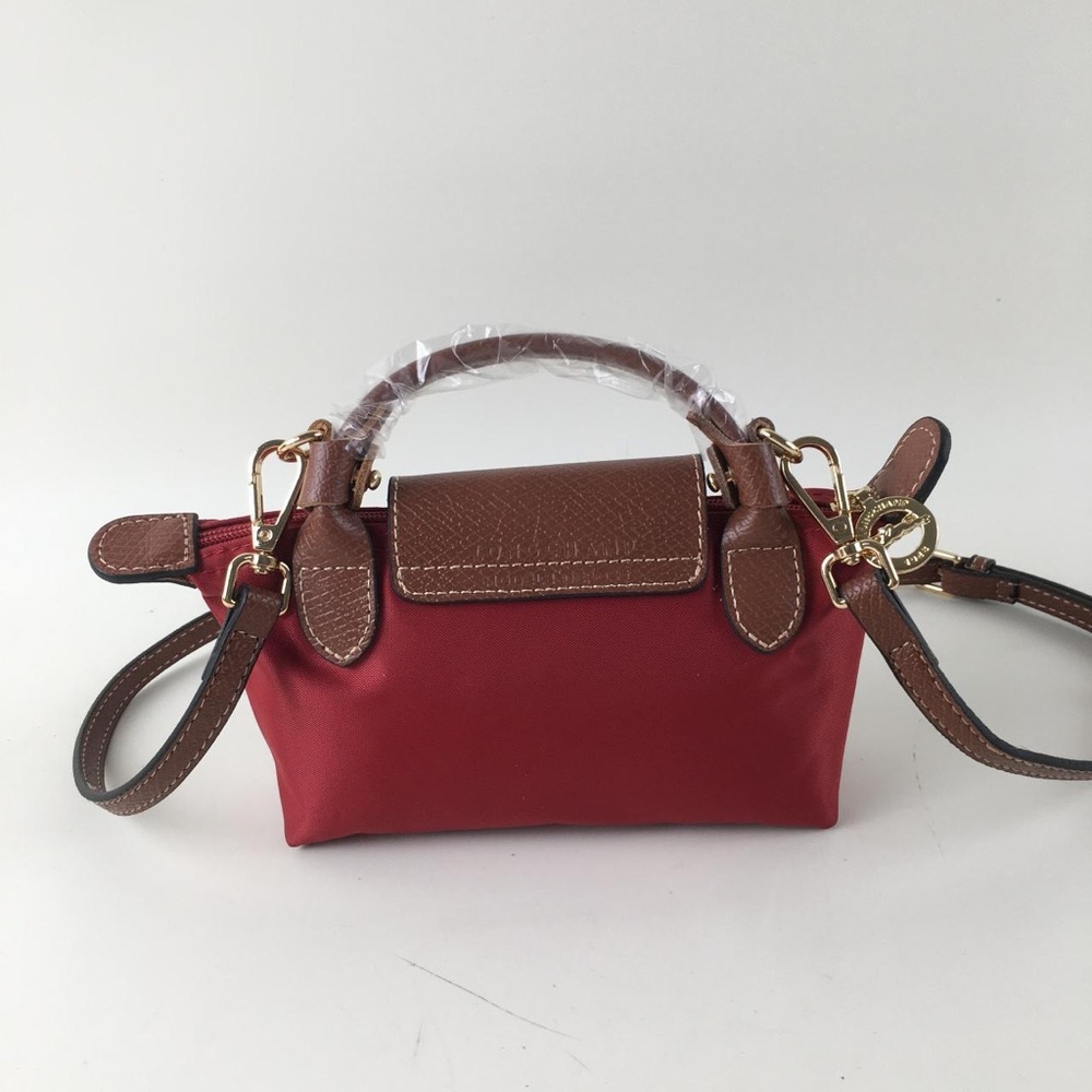 Longchamp Red Crossbody with Brown Trim and Gold Hardware NWT - Picture 2 of 9